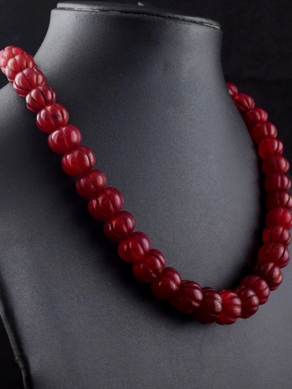Stunning flower carved Red Ruby Necklace